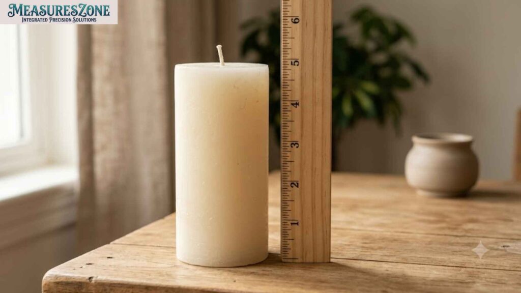 5-inch candle beside a ruler.