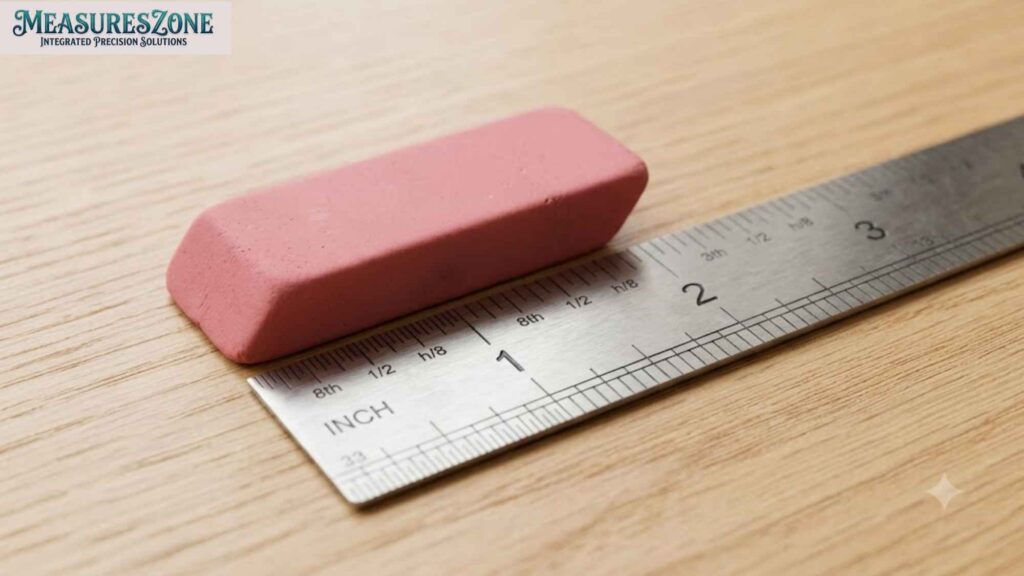 Pink eraser and a metal ruler.