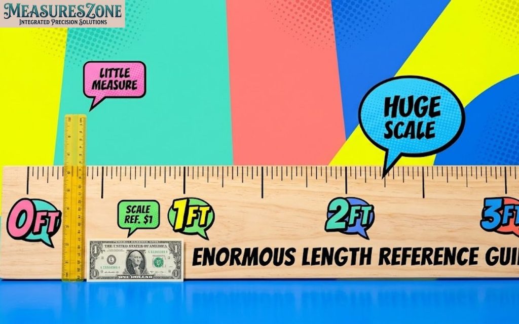 Ruler and dollar bill on a colorful pop-art background.